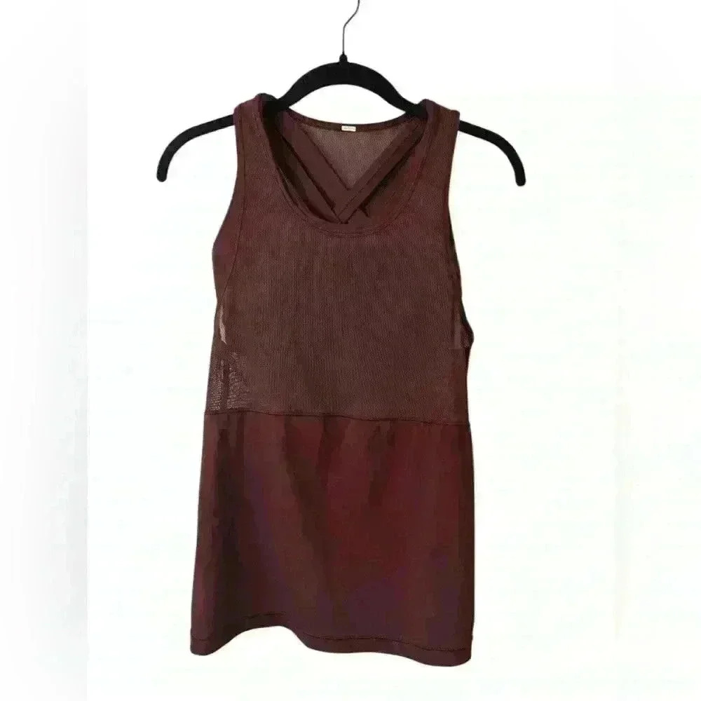 Lululemon Tank w Built in Sports Bra Garnet 4